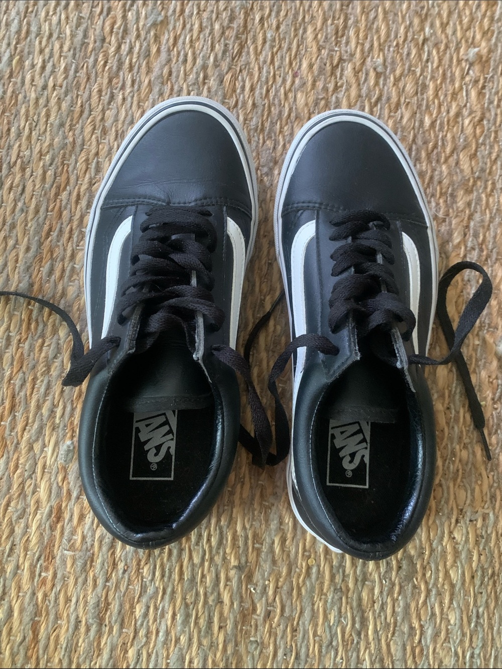 Vans Old Skool Leather Sneakers - Black & White - Picture 2 of 7